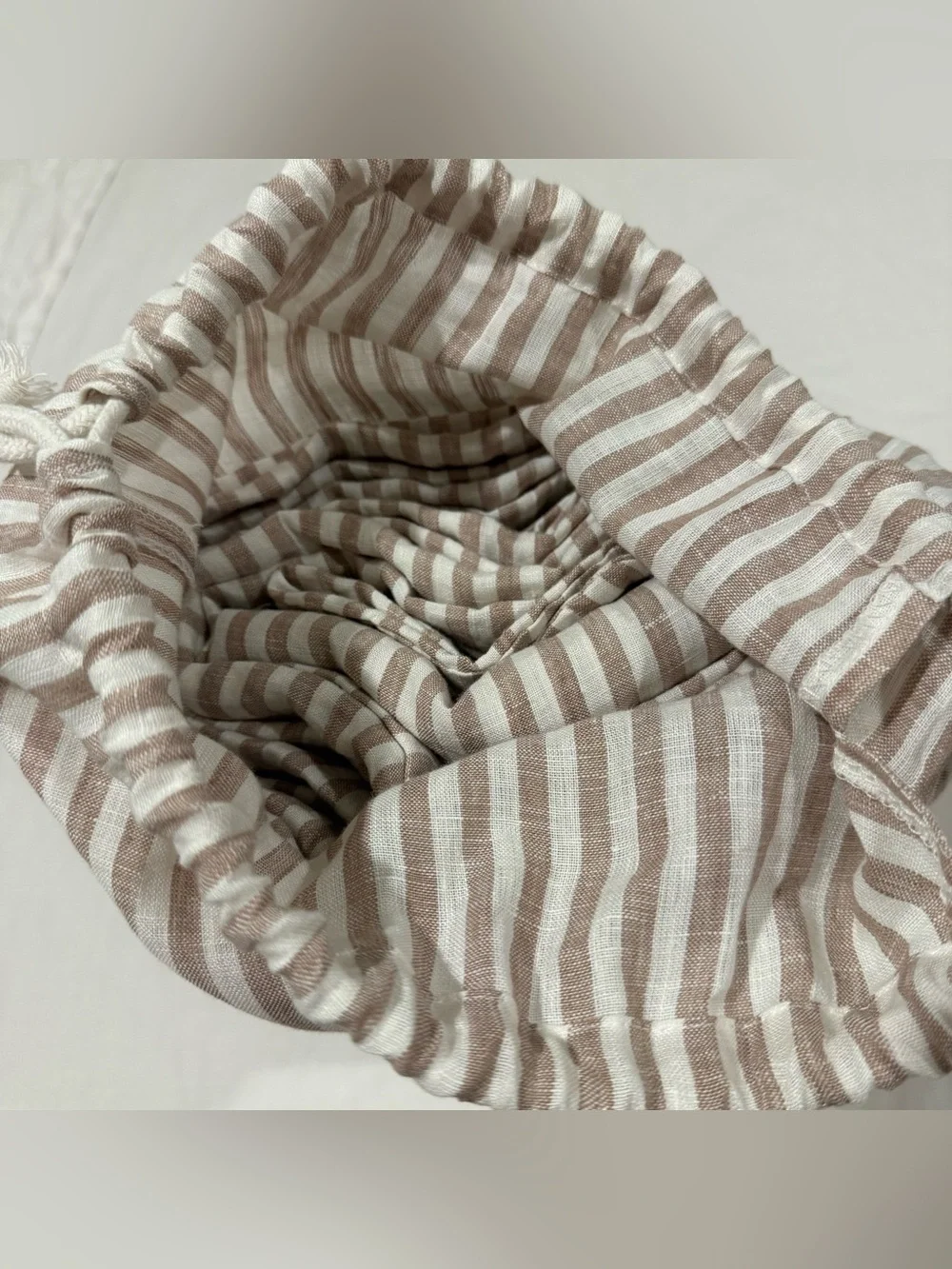 New Quince European Linen Duvet Cover Set Full/Queen - Latte/White MSRP $204